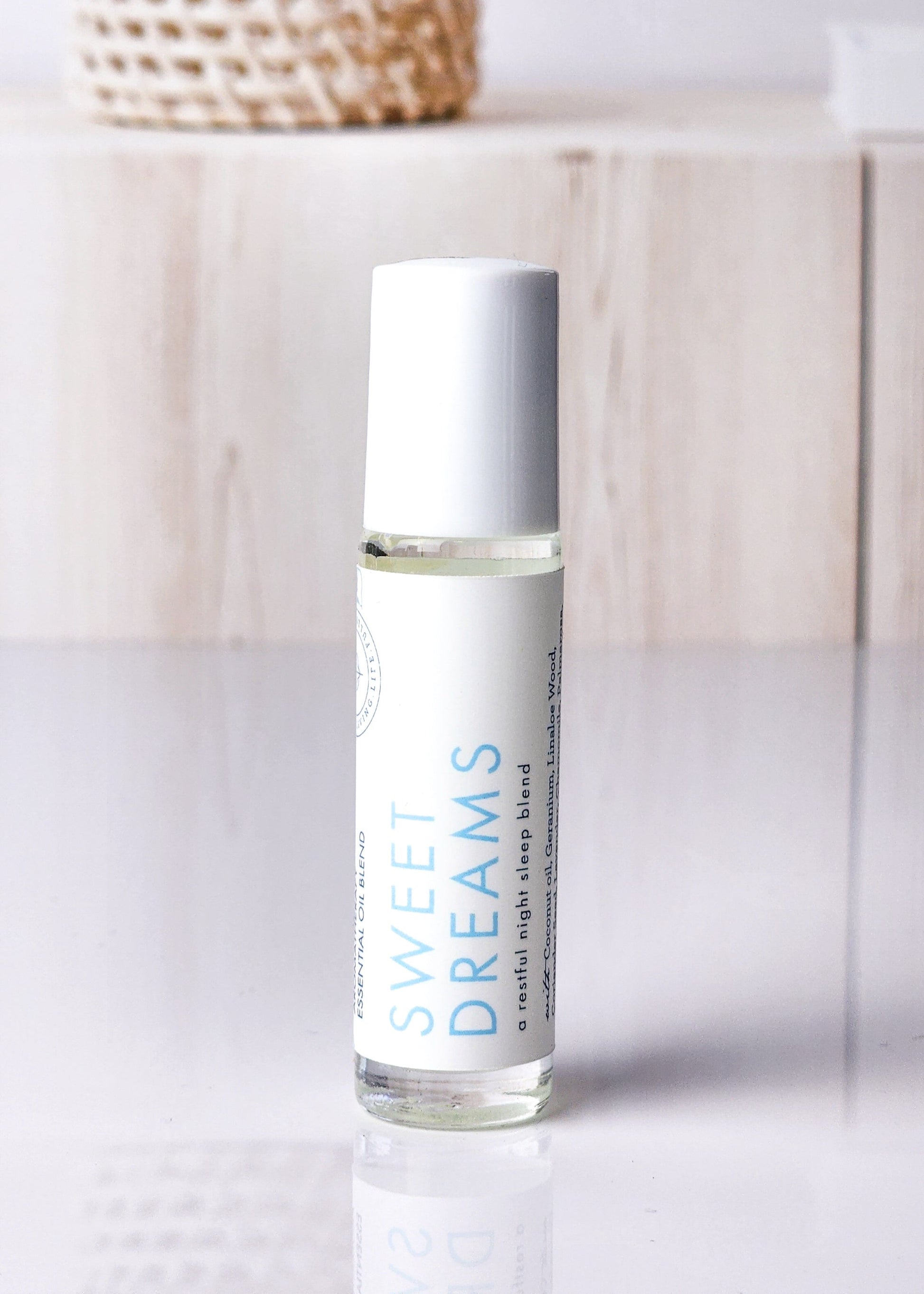Roll-on bottle labeled 'Sweet Dreams' for restful sleep support