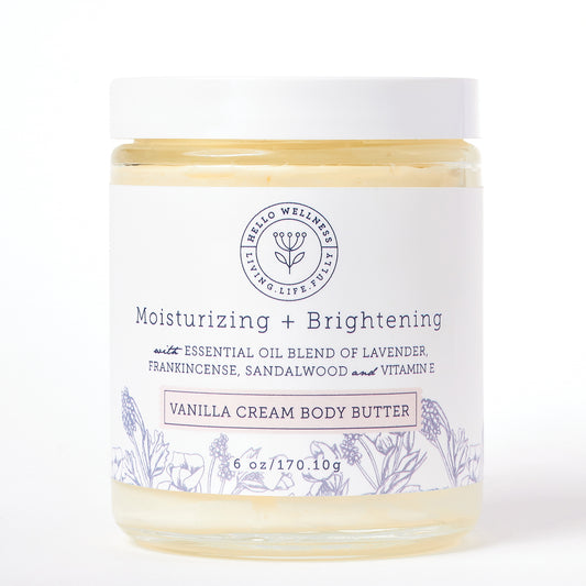 Skin Brightening Vanilla Body Butter 6 oz. Moisturizes & nourishes dry skin, minimizes the appearance of scars, dark spots.