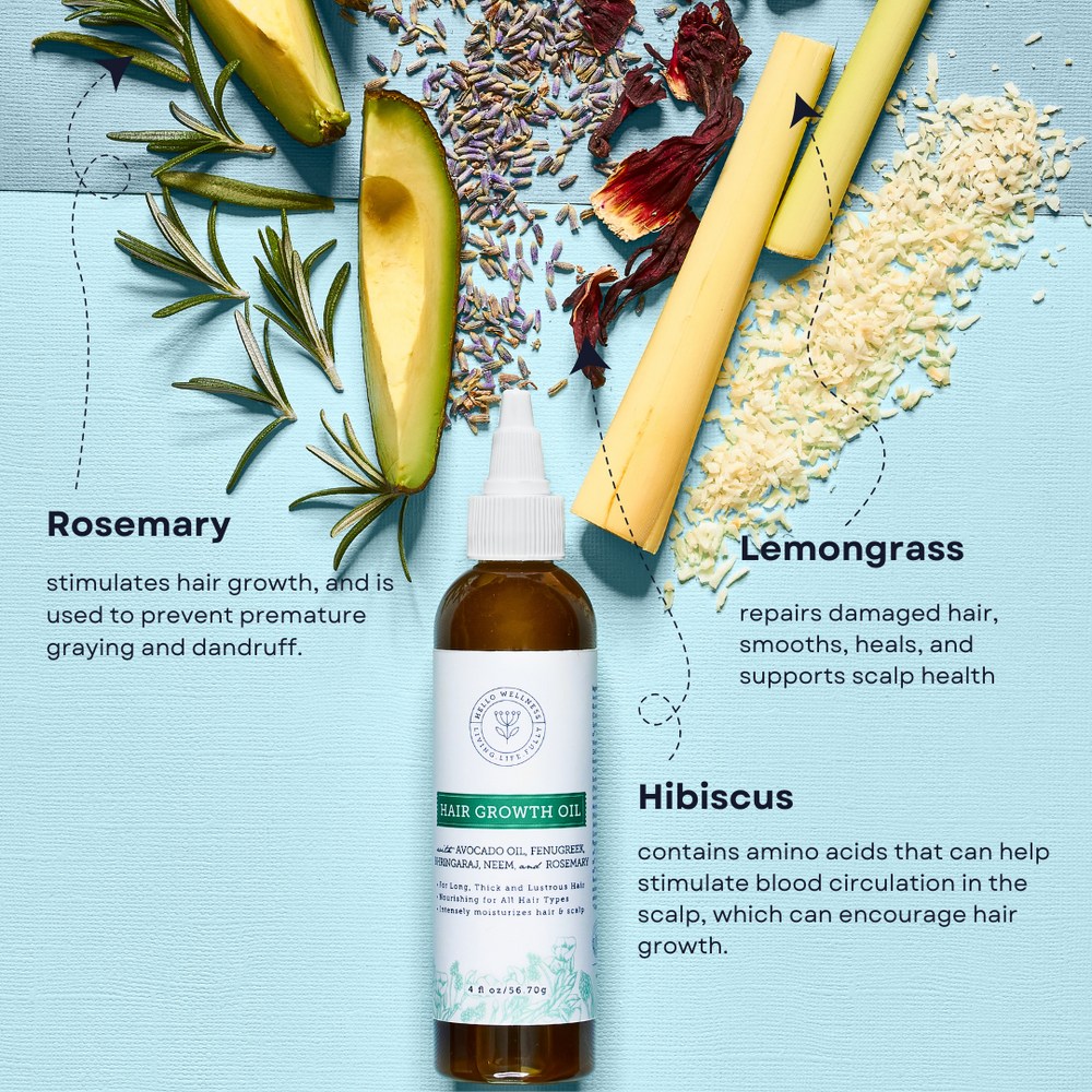 Hair Growth Oil - Rosemary, Lemongrass & Hibuscus