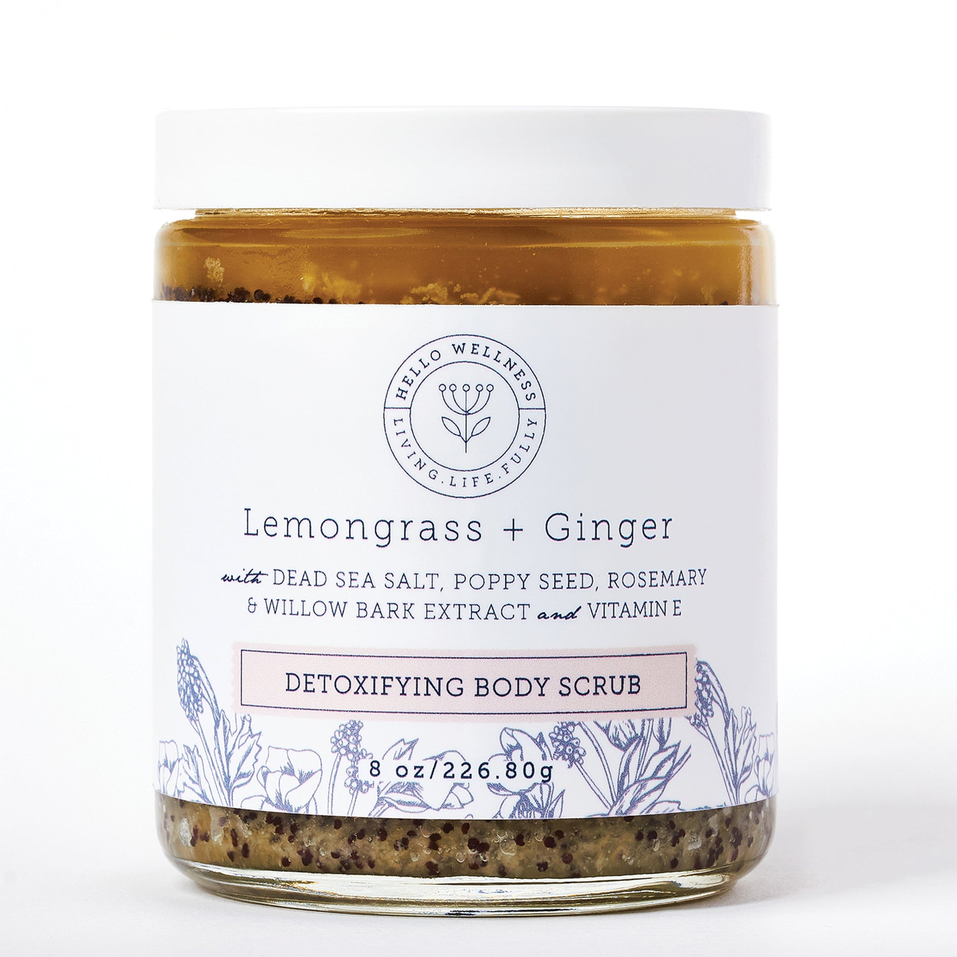Lemongrass + Ginger Detoxifying Body Scrub.  Minimize the appearance of scars, dark spots with nourishing oils & butters.